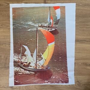 MCM Maritime Yacht Sail Boats Screen Print On Polyester Fabric 31 x 24